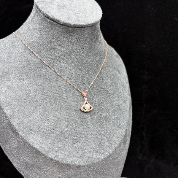 Elegant S925 Pearl Pendant Necklace with Zircon Fashionable Light Beaded Chain, Minimalist Style (2.9g)