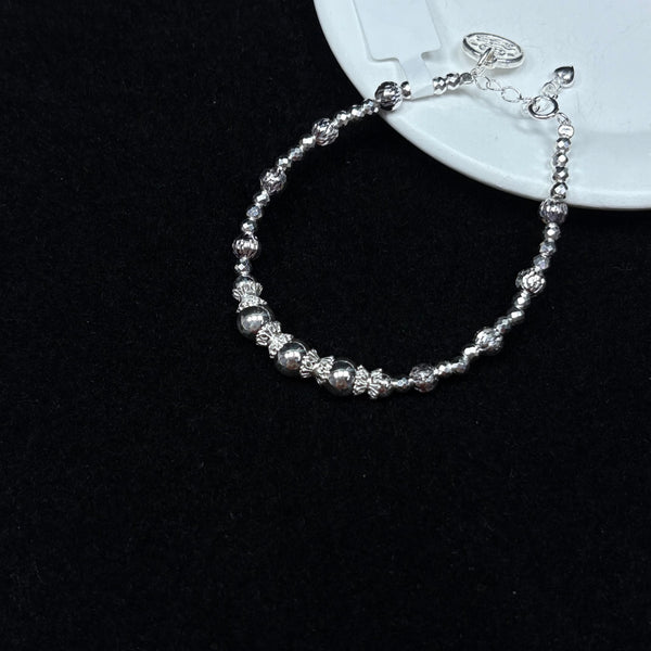 S925 Sterling Silver Flower Bead Butterfly Charm Bracelet